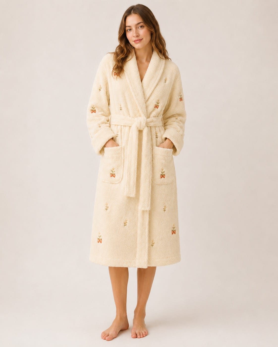 Miss Meadow Strawberry Bunny Terry Robe (Ivory)