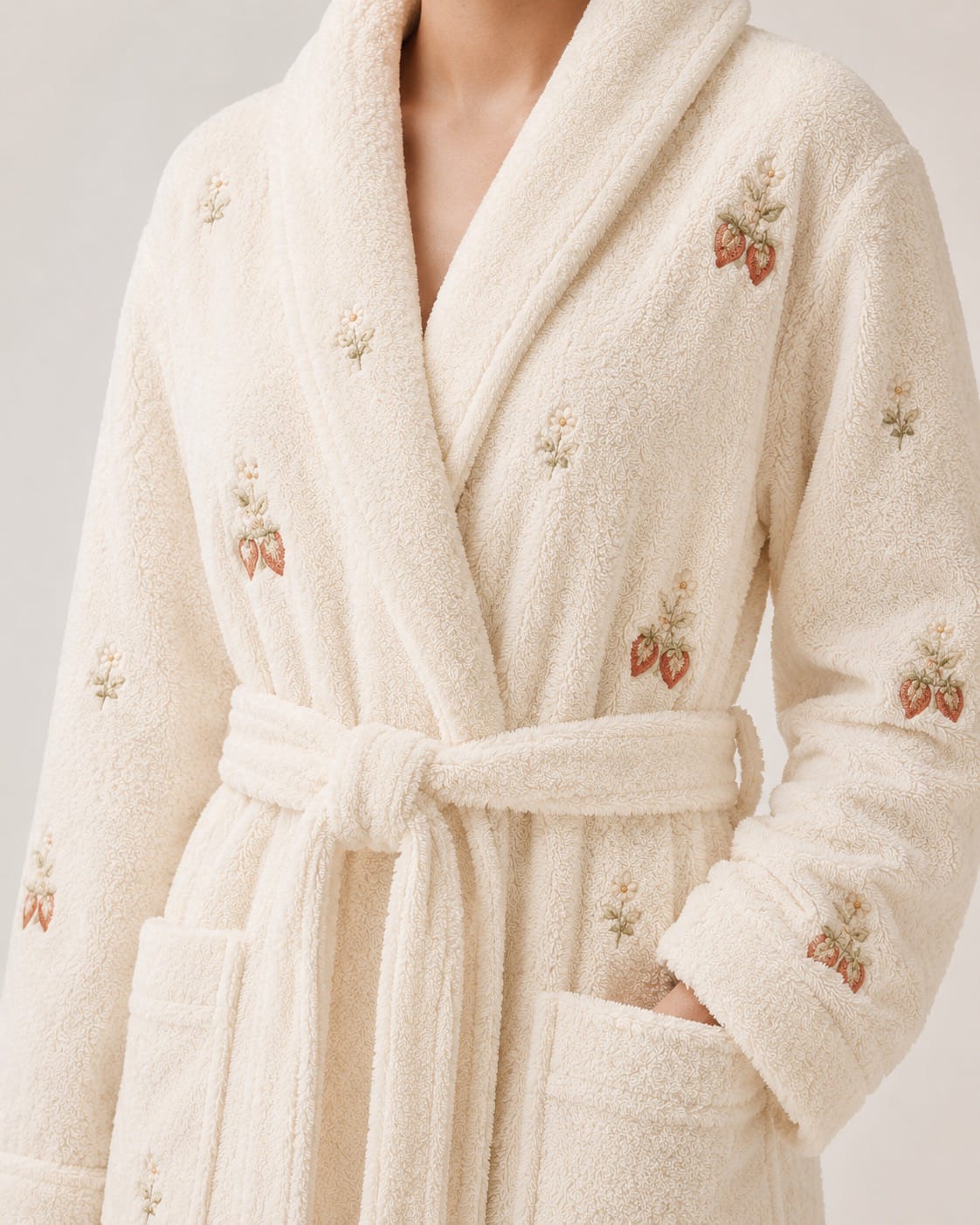 Miss Meadow Strawberry Bunny Terry Robe (Ivory)