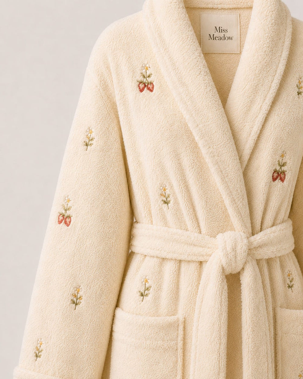Miss Meadow Strawberry Bunny Terry Robe (Ivory)