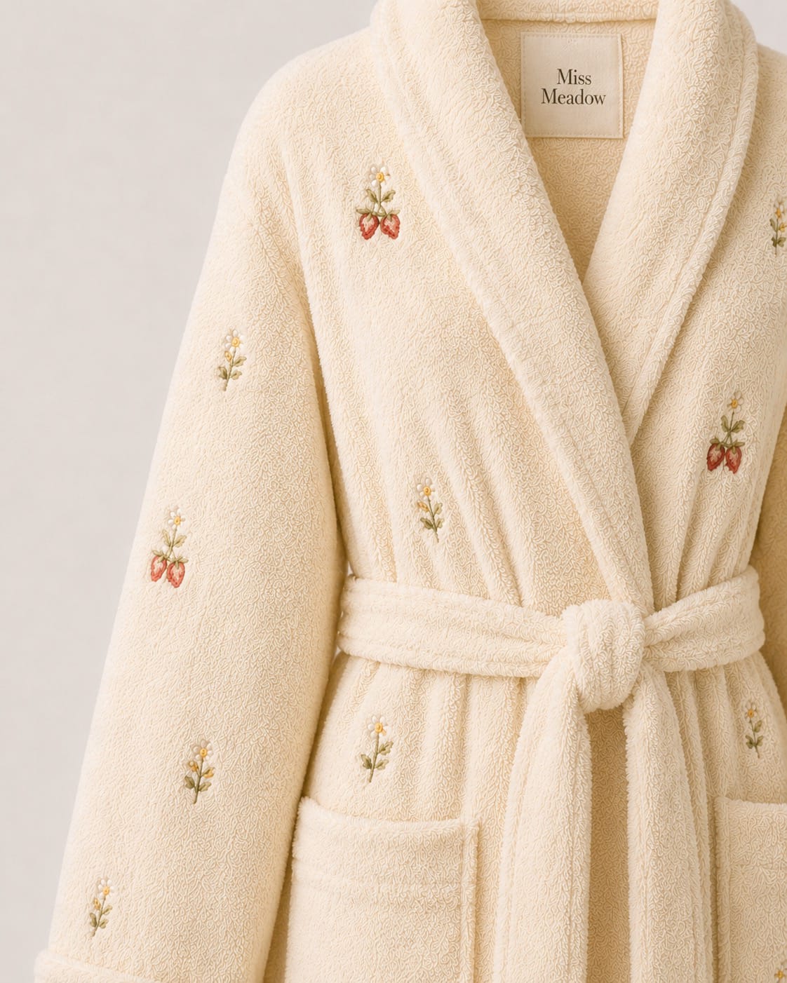 Miss Meadow Strawberry Bunny Terry Robe (Ivory)