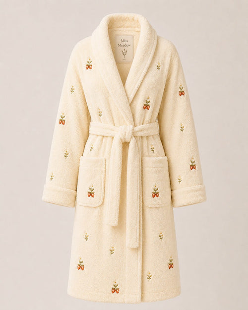 Miss Meadow Strawberry Bunny Terry Robe (Ivory)