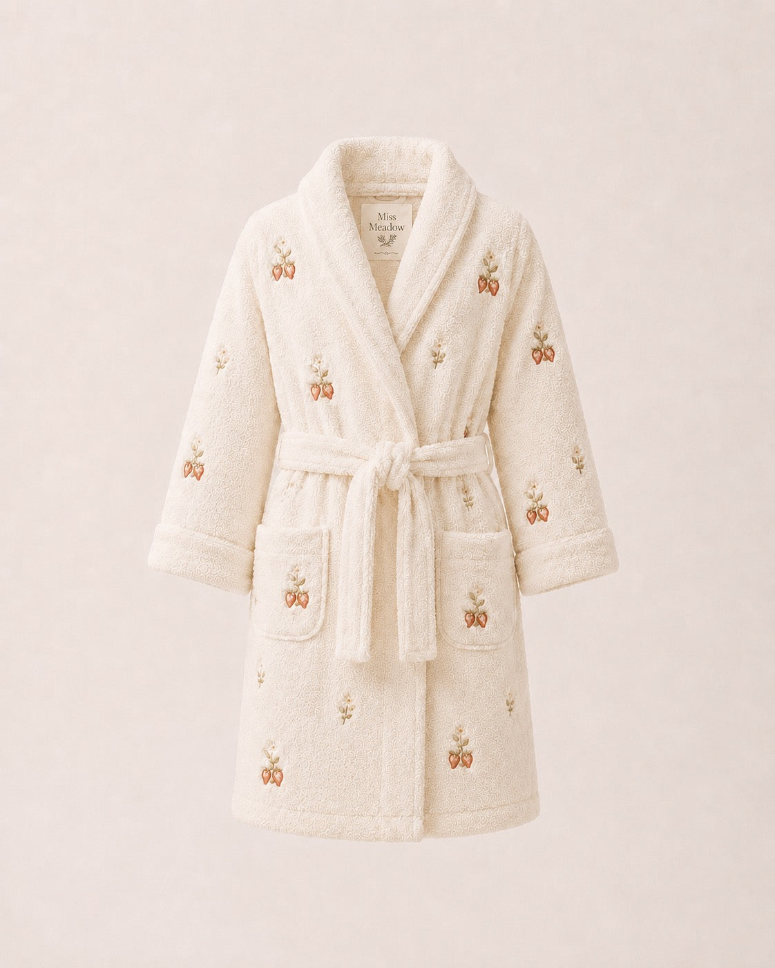 Strawberry Bunny Cotton Terry Robe – Soft Oat