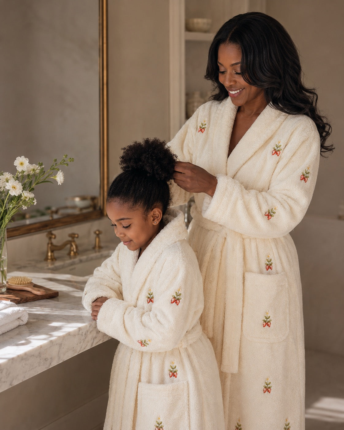 Strawberry Bunny Mommy &amp; Me Robe Set – Soft Oat